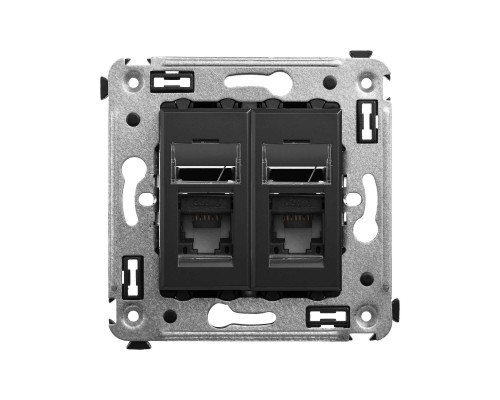 Компьютерная розетка RJ-45 в стену, кат.6 двойная,Avanti, Черный матовый 4412294 | Компьютерная розетка RJ-45 в стену, кат.6 двойная,Avanti, Черный матовый