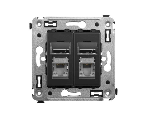 Компьютерная розетка RJ-45 в стену, категория 5e двойная экранированная,Avanti, Черный матовый 4412364 | Компьютерная розетка RJ-45 в стену, кат.5e двойная экранированная,Avanti, Черный матовый