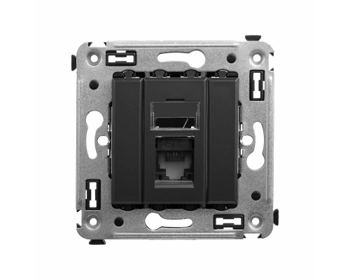 Компьютерная розетка RJ-45 в стену, кат.6А одинарная, Avanti, Черный матовый 4412373 | Компьютерная розетка RJ-45 в стену, кат.6А одинарная, Avanti, Черный матовый
