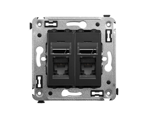 Компьютерная розетка RJ-45 в стену, кат.6А двойная, Avanti, Черный матовый 4412374 | Компьютерная розетка RJ-45 в стену, кат.6А двойная, Avanti, Черный матовый