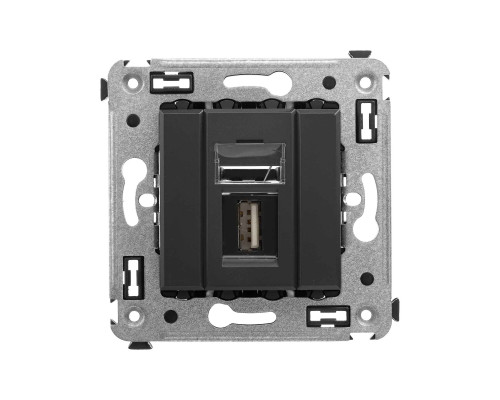 USB 2.0 розетка одинарная в стену, тип А-А, Avanti, Черный матовый 4412403 | USB 2.0 розетка одинарная в стену, тип А-А, Avanti, Черный матовый