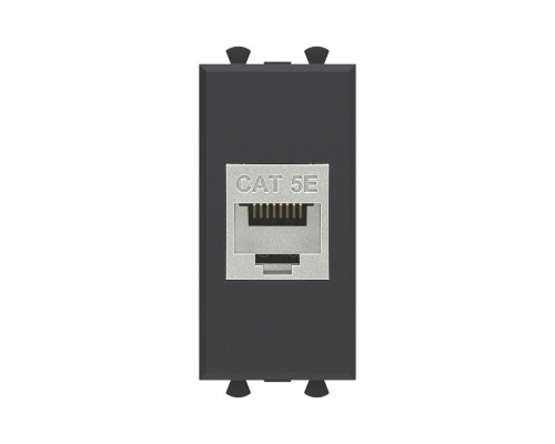 Компьютерная розетка RJ-45 без шторки модульная, кат.5е экранированная, Avanti, Черный матовый, 1 модуль 4412761 | Компьютерная розетка RJ-45 без шторки модульная, кат.5е экранированная, Avanti, Черный матовый, 1 модуль