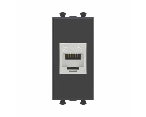 Компьютерная розетка RJ-45 без шторки модульная, кат.6А экранированная, Avanti, Черный матовый, 1 модуль 4412771 | Компьютерная розетка RJ-45 без шторки модульная, кат.6А экранированная, Avanti, Черный матовый, 1 модуль