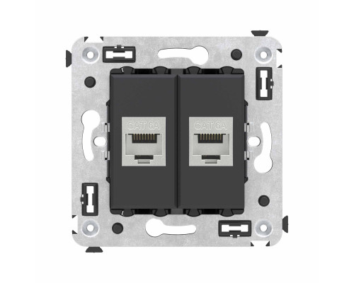 Компьютерная розетка RJ-45 без шторки в стену, кат.6А двойная экранированная, Avanti, Черный матовый 4412774 | Компьютерная розетка RJ-45 без шторки в стену, кат.6А двойная экранированная, Avanti, Черный матовый