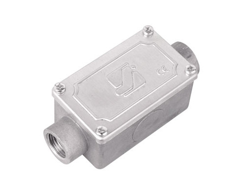 Коробка протяжная алюминиевая, 2 ввода 180°, М16х1,5 ,IP55, 118х51х42мм 6030-16A | Коробка протяжная алюминиевая, 2 ввода 180°, М16х1,5 ,IP55, 118х51х42мм
