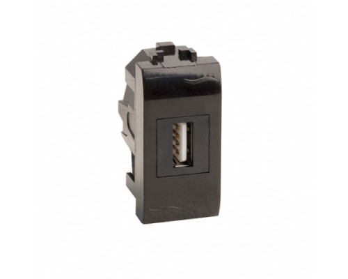 USB 2.0 розетка, Brava, черная, 1 мод. 77200N | USB 2.0 розетка, Brava, черная, 1 мод.