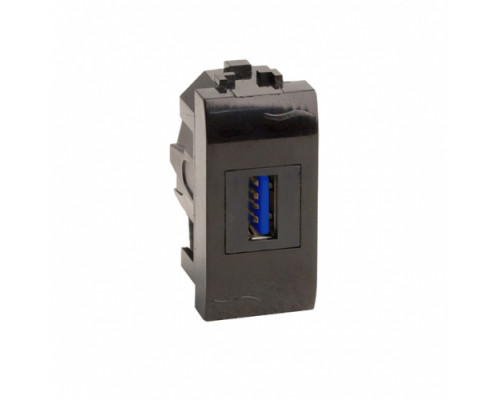 USB 3.0 розетка, Brava, черная, 1 мод. 77300N | USB 3.0 розетка, Brava, черная, 1 мод.