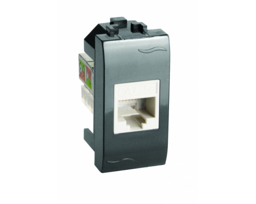 Компьютерная розетка RJ45 категория 5e, Brava, черная, 1мод 77654N | Компьютерная розетка RJ45 кат.5e, Brava, черная, 1мод