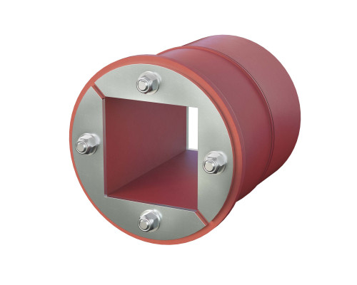 DXF3126 | Проходка круглая, нержавеющая, D200х70 мм с проемом 120х120 мм