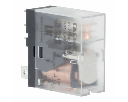 Реле миниатюрное промышленное, 1CO, ком. ток 12А, AgSnO2, напряжение 230V AC, опция: светодиод IR-230AC-1CO | Реле миниатюрное промышленное, 1CO, ком. ток 12А, AgSnO2, напряжение 230V AC, опция: светодиод