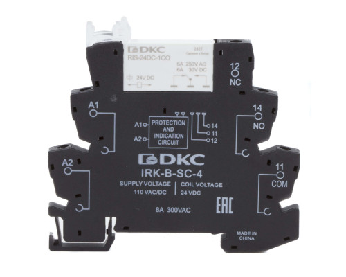 IRK-110UC-1CO | Реле интерфейсное, 1CO, ком. ток 6А, AgSnO2, напряжение 110V AC/DC, винтовые клеммы.