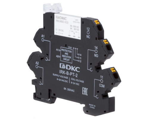 IRK-12UC-1CO-PT | Реле интерфейсное, 1CO, ком. ток 6А, AgSnO2, напряжение 12V AC/DC, push-in клеммы.