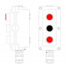 Взрывонепроницаемый пост управления из алюминия LCSD-03-B-MC-L1R(220)x1-P1B(11)x1-P1R(11)x1-PCMB-KAEPM3MHK-20 / 1Ex d IIB T5 Gb / Ex tb IIIC T95°С Db IP66