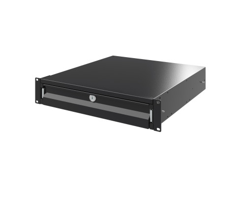 Ящик 2U выдвижной с ключом, глубина 300мм, для 19 IT-корпусов, RAL9005 R5ITCPD2HEB | Ящик 2U выдвижной с ключом, глубина 300мм, для 19 IT-корпусов, RAL9005