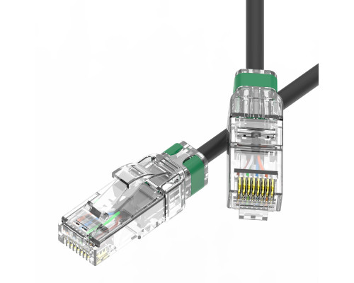 Патч-корд неэкранированный SLIM CAT6A U/UTP 4х2, 28 AWG, LSZH, чёрный, 0,2м RN6AUU4502BK-28 | Патч-корд неэкранированный SLIM CAT6A U/UTP 4х2, 28 AWG, LSZH, чёрный, 0,2м