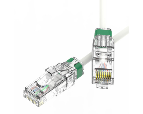 RN6AUU4503WH-28 | Патч-корд неэкранированный SLIM CAT6A U/UTP 4х2, 28 AWG, LSZH, белый, 0,3м
