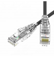 Патч-корд неэкранированный SLIM CAT6 U/UTP 4х2, 28 AWG, LSZH, чёрный, 3м