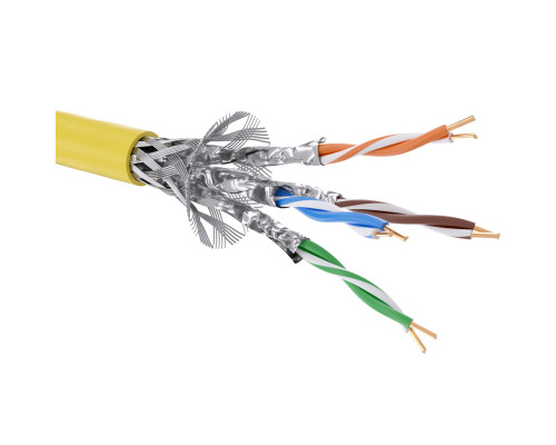 Кабель витая пара кат. 7 экранированный, S/FTP, 4 пары, нг(А)-HF, цвет внешней оболочки желтый, катушка 500 м RN7SFK01YL | Кабель витая пара кат. 7 экранированный, S/FTP, 4 пары, нг(А)-HF, цвет внешней оболочки желтый, катушка 500 м