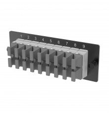 Адаптерная планка 18xMTP(12) адаптеров (allign key) (цвет адаптеров - серый), OM4, 1 HU