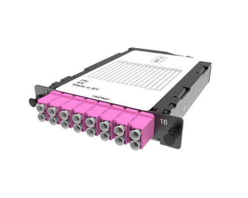 Претерминированная кассета 16 ОВ, OM4, 1xMTP(16)f 8º APС/8xLC Duplex,1/2HU RNCTFLHU164 | Претерминированная кассета 16 ОВ, OM4, 1xMTP(16)f 8º APС/8xLC Duplex,1/2HU