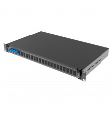 Оптическая полка выдвижная 1U с адатерами 4 х duplex LC OS2 в комплекте с лицевой панелью, пигтейлами, сплайс-кассет(ой/ами) и гильзами КДЗС