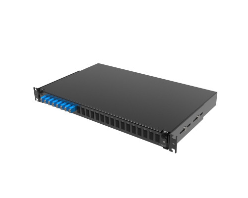 Оптическая полка выдвижная 1U с адатерами 8 х duplex LC OS2 в комплекте с лицевой панелью, пигтейлами, сплайс-кассет(ой/ами) и гильзами КДЗС RNFP9DLCU8 | Оптическая полка выдвижная 1U с адатерами 8 х duplex LC OS2 в комплекте с лицевой панелью, пигтейлами, сплайс-кассет(ой/ами) и гильзами КДЗС