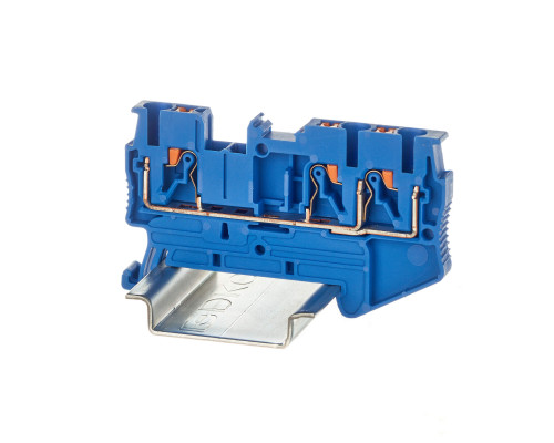 VPR-2.5-TWIN-BU | Клемма проходная, зажим push-in, 3 точки подключения, 2.5 кв.мм, синяя