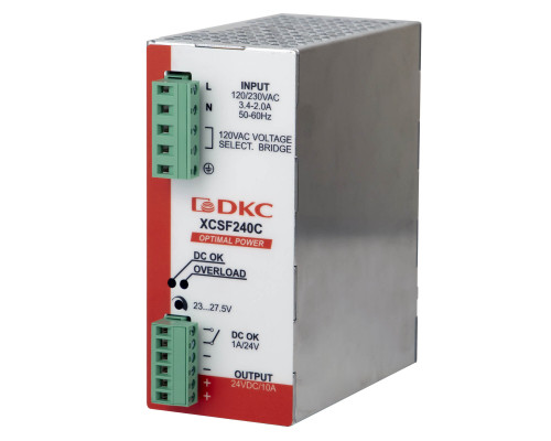 Источник питания OPTIMAL POWER, однофазный, 240Вт, 10А, 24В, с ORing диодом XCSF240CP | Источник питания OPTIMAL POWER, однофазный, 240Вт, 10А, 24В, с ORing диодом