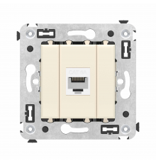 Компьютерная розетка RJ-45 без шторки в стену, кат.6А одинарная, Avanti, Ванильная дымка