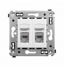 Компьютерная розетка RJ-45 в стену, кат.6 двойная экранированная,Avanti, Белое облако