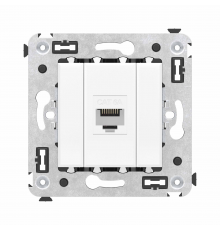 Компьютерная розетка RJ-45 без шторки в стену, кат.6А одинарная, Avanti, Белое облако