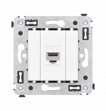 Компьютерная розетка RJ-45 без шторки в стену, кат.6 одинарная, Avanti, Белое облако