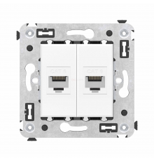 Компьютерная розетка RJ-45 без шторки в стену, кат.6 двойная, Avanti, Белое облако