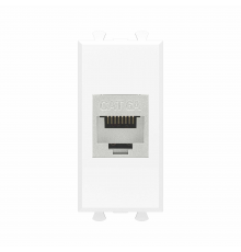 Компьютерная розетка RJ-45 без шторки модульная, кат.6А экранированная, Avanti, Белое облако, 1 модуль