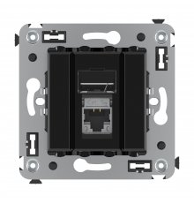 Компьютерная розетка RJ-45 в стену, категория 5e одинарная экранированная, Avanti,Черный квадрат