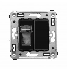 Компьютерная розетка RJ-45 в стену, категория 5e одинарная, Avanti, Черный квадрат