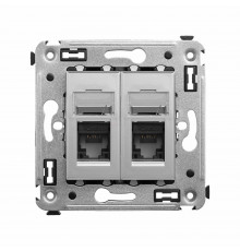 Компьютерная розетка RJ-45 в стену, категория 5e двойная, Avanti,Закаленная сталь