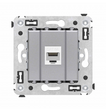 Компьютерная розетка RJ-45 без шторки в стену, кат.6А одинарная, Avanti, Закаленная сталь