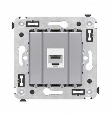 Компьютерная розетка RJ-45 без шторки в стену, кат.6 одинарная, Avanti, Закаленная сталь