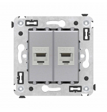 Компьютерная розетка RJ-45 без шторки в стену, кат.6 двойная экранированная, Avanti, Закаленная сталь