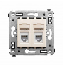Телефонная розетка RJ-12 в стену двойная, Avanti, Ванильная дымка