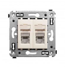 Компьютерная розетка RJ-45 в стену, категория 5e двойная экранированная,Avanti, Ванильная дымка