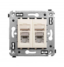 Компьютерная розетка RJ-45 в стену, кат.6 двойнаяэкранированная,Avanti, Ванильная дымка