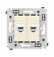 Телефонная розетка RJ-12 без шторки в стену двойная, Avanti, Ванильная дымка