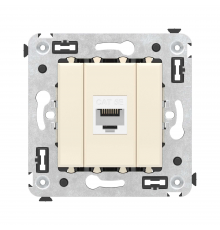 Компьютерная розетка RJ-45 без шторки в стену, кат.5е одинарная, Avanti, Ванильная дымка