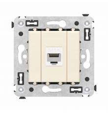 Компьютерная розетка RJ-45 без шторки в стену, кат.6 одинарная, Avanti, Ванильная дымка