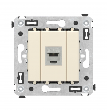 Компьютерная розетка RJ-45 без шторки в стену, категория 5e одинарная экранированная, Avanti, Ванильная дымка