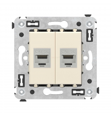 Компьютерная розетка RJ-45 без шторки в стену, категория 5e двойная экранированная, Avanti, Ванильная дымка