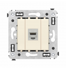 Компьютерная розетка RJ-45 без шторки в стену, кат.6А одинарная экранированная, Avanti, Ванильная дымка