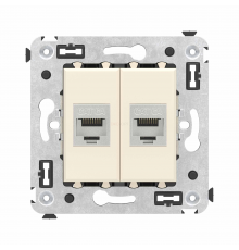 Компьютерная розетка RJ-45 без шторки в стену, кат.6А двойная экранированная, Avanti, Ванильная дымка